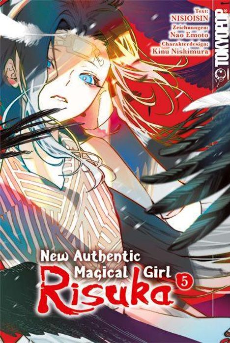 "New Authentic Magical Girl Risuka 5." Eine bunte Manga-Illustration eines Mädchens mit dynamischen, wellenförmigen Linien.