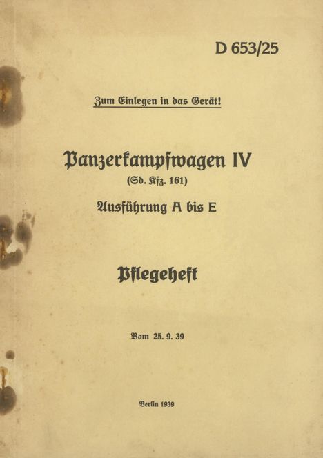 Panzerkampfwagen IV (Sd.Kfz. 161) Ausführung A bis E - Pflegeheft, Buch