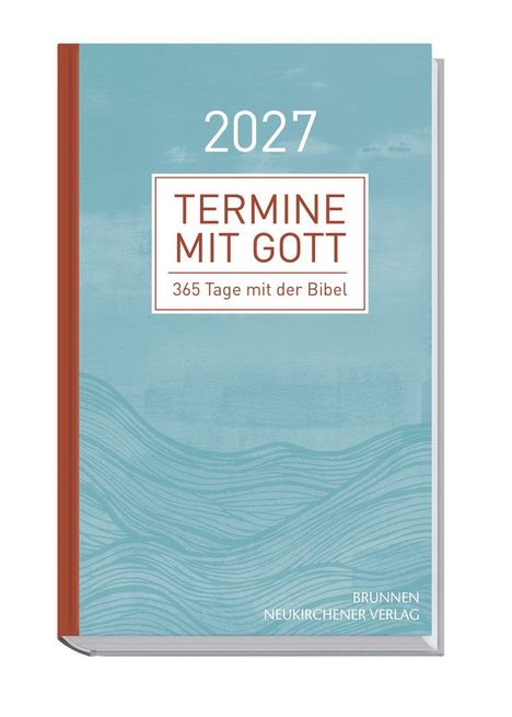 2027, TERMINE MIT GOTT, 365 Tage mit der Bibel. Ozeanblaues Cover mit wellenartigen Mustern.