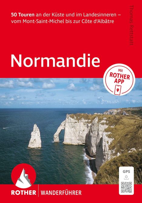 "50 Touren an der Küste und im Landesinneren – von Mont-Saint-Michel bis zur Côte d'Albâtre. Normandie. Steilküste am Meer."