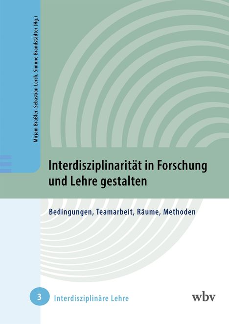 „Interdisziplinarität in Forschung und Lehre gestalten“, Bedingungen, Teamarbeit, Räume, Methoden auf grünem Hintergrund.