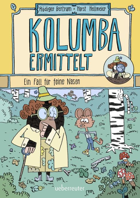 Titel: "Kolumba ermittelt". Untertitel: "Ein Fall für feine Nasen". Comic-Stil mit zwei tierischen Detektiven.