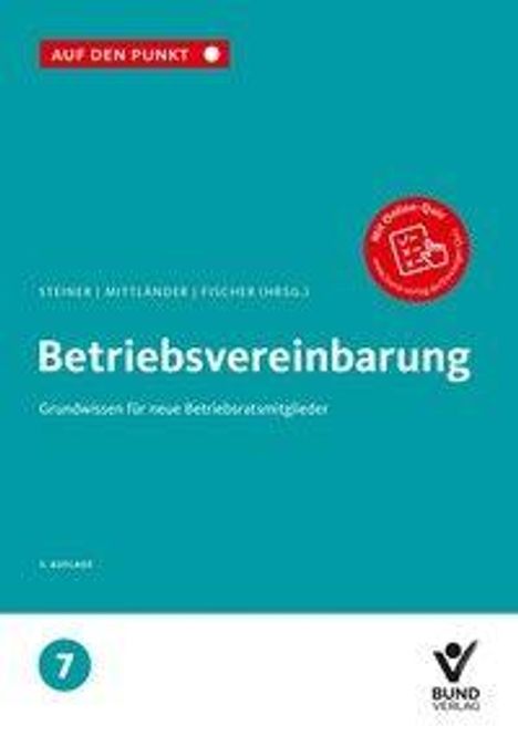Text: "Betriebsvereinbarung: Grundwissen für neue Betriebsratsmitglieder". Oben rotes Logo, unten Bund Verlag Logo.