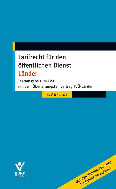 Titel: "Tarifrecht für den öffentlichen Dienst - Länder", 8. Auflage. Blaues Cover mit gelbem Banner.