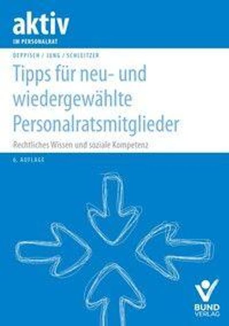 „Tipps für neu- und wiedergewählte Personalratsmitglieder“ steht oben. Pfeile zeigen zum Zentrum. Unten links Logo von Bund-Verlag.