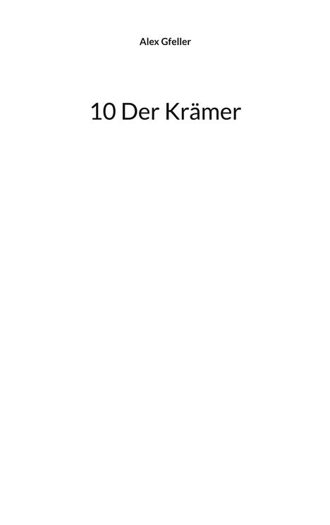 Alex Gfeller: 10 Der Krämer, Buch