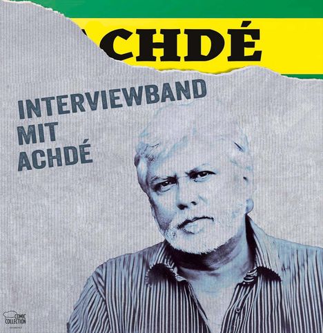 "Interviewband mit Achdé" steht vor einer zeichnerischen Illustration eines Mannes mit Bart und Hemd.
