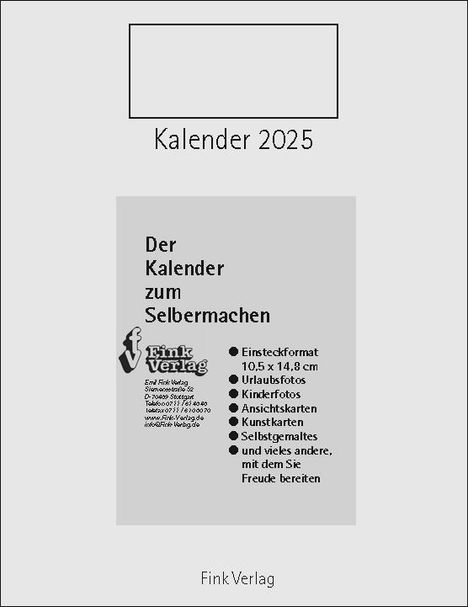 Kalender zum Selbermachen 2025, Kalender