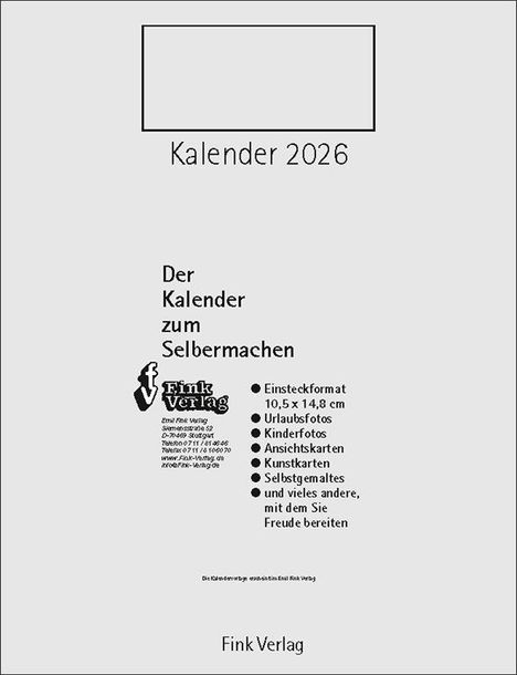 Kalender zum Selbermachen 2026, Kalender