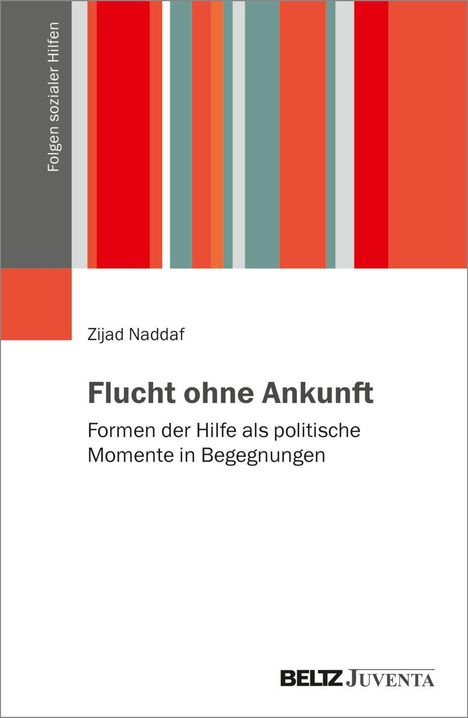 Zijad Naddaf: Flucht ohne Ankunft - Formen der Hilfe als politische Momente in Begegnungen. Farbige Streifen links. BELTZ Juventa.