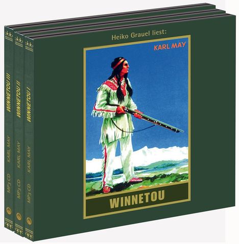 "WINNETOU", gelesen von Heiko Grauel, Karl May. Cover zeigt eine indigene Figur in traditioneller Kleidung.