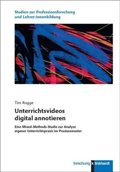 Titel: "Unterrichtsvideos digital annotieren". Buntes abstraktes Muster auf weißem Hintergrund. Linkhardt Logo.