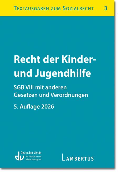 "Recht der Kinder- und Jugendhilfe", SGB VIII, 5. Auflage 2026. Blauer Hintergrund, gelber Streifen oben.