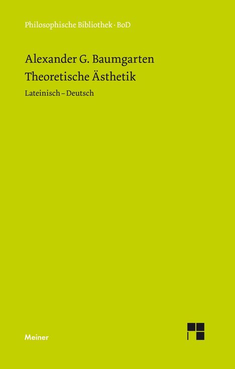 Alexander G Baumgarten: Theoretische Ästhetik, Buch