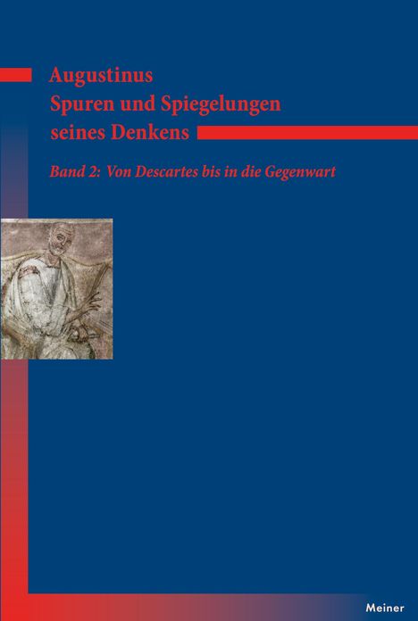 „Augustinus: Spuren und Spiegelungen seines Denkens. Band 2: Von Descartes bis in die Gegenwart“ auf blauem Hintergrund mit Illustration.