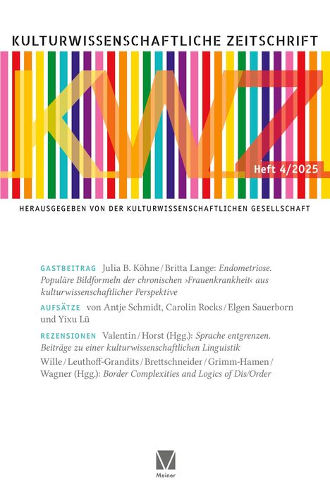 Titel: Kulturwissenschaftliche Zeitschrift. Heft 4/2025. Bunte vertikale Streifen.