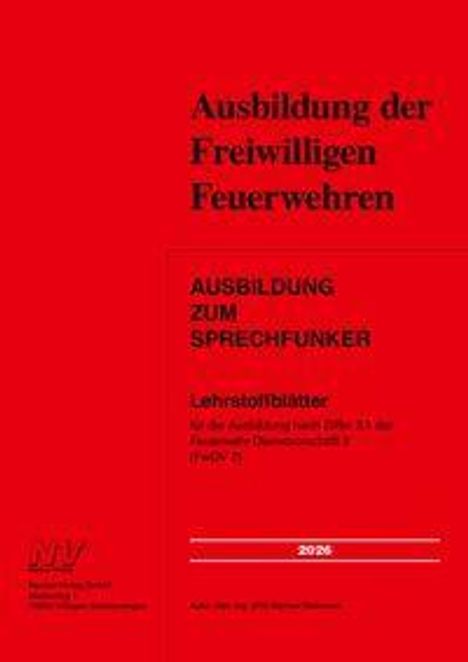 Buchtitel: "Ausbildung der Freiwilligen Feuerwehren - Ausbildung zum Sprechfunker". Rotes Cover, minimalistisches Design.