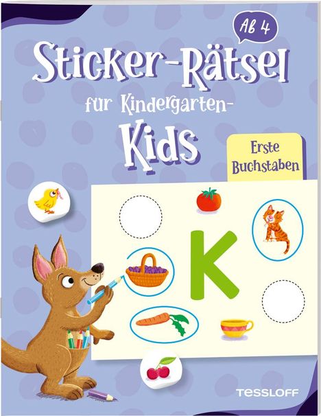 Sticker-Rätsel für Kindergarten-Kids. Erste Buchstaben, Buch