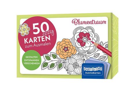 50 cozy Karten zum Ausmalen - Blumentraum, Diverse