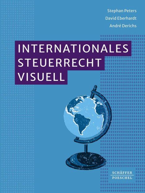 "INTERNATIONALES STEUERRECHT VISUELL." Blaues Cover mit Globus, kleine Punkte im Hintergrund.