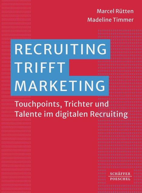 Titel: "Recruiting trifft Marketing". Untertitel: "Touchpoints, Trichter und Talente im digitalen Recruiting". Roter Hintergrund.