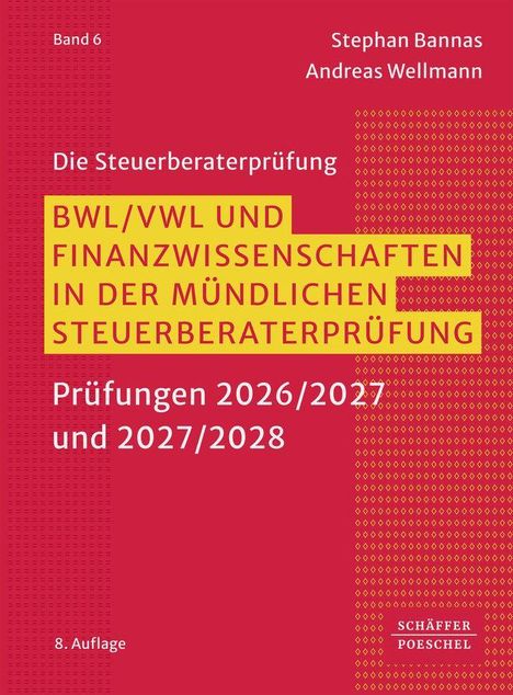 Buchcover in Rot mit gelbem Feld: "BWL/VWL UND FINANZWISSENSCHAFTEN". Autoren: Stephan Bannas, Andreas Wellmann.