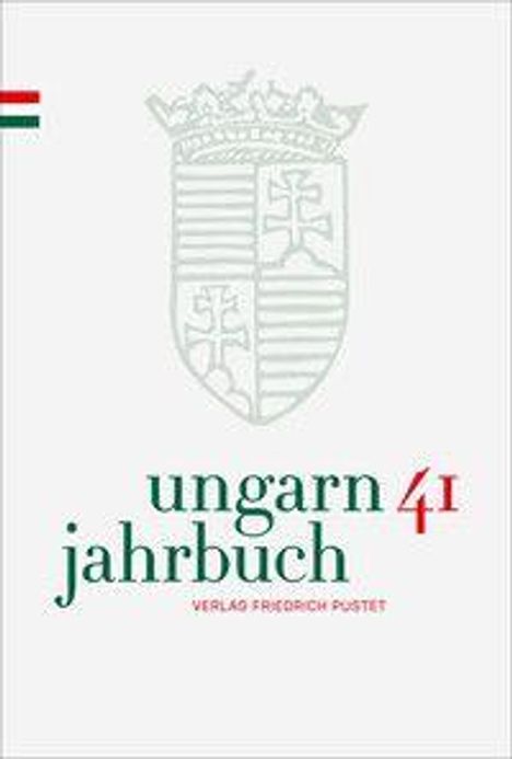 Text: "ungarn 41 jahrbuch. VERLAG FRIEDRICH PUSTET." Wappen oben, ungarische Flagge seitlich.