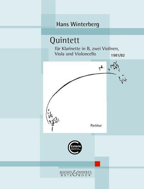 "Hans Winterberg Quintett für Klarinette in B, zwei Violinen, Viola und Violoncello, 1981/82. Partitur. Exilarte Museum."