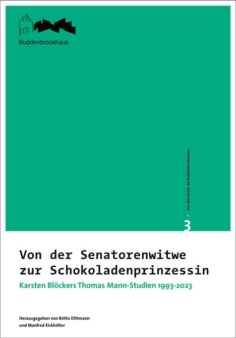 "Von der Senatorenwitwe zur Schokoladenprinzessin" steht auf einem Buchcover mit einfachem Design. Logo oben links.