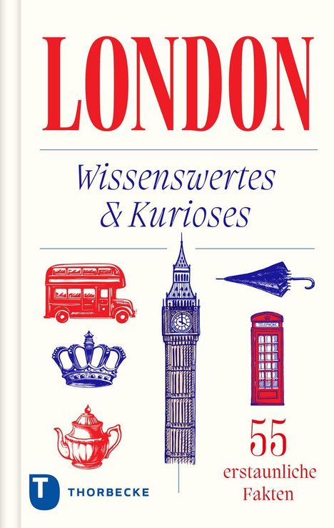 "LONDON" und "Wissenswertes & Kurioses" stehen oben. Darunter Symbole wie Bus, Uhrturm, und Teekanne, mit "55 erstaunliche Fakten".