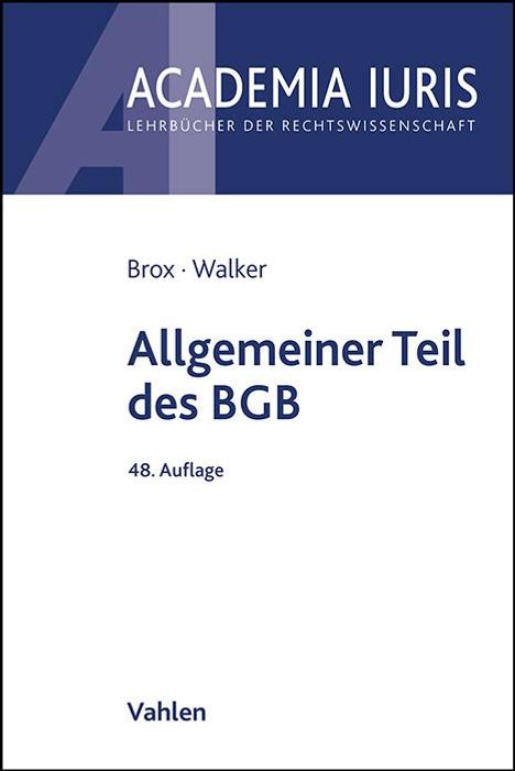 Hans Brox: Allgemeiner Teil des BGB, Buch