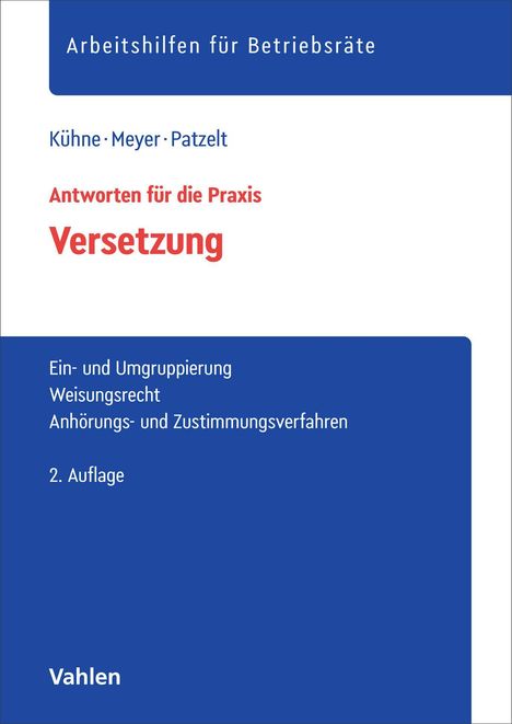 Text: "Arbeitshilfen für Betriebsräte" und "Versetzung". Blau-weißer Hintergrund.