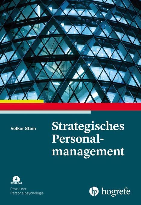 Text „Volker Stein, Strategisches Personalmanagement, Praxis der Personalpsychologie”. Glasgebäude im Hintergrund.