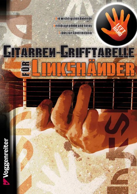 Gitarren-Grifftabelle für Linkshänder, Noten