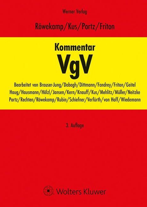 Röwekamp/Kus/Portz/Friton Kommentar VgV, Bearbeitet von mehreren Autoren, 3. Auflage. Oben "Werner Verlag". Unten Logo.