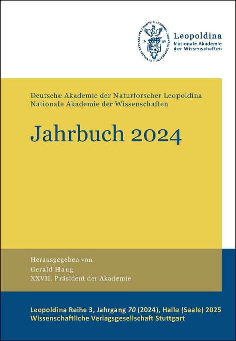 „Jahrbuch 2024“, „Deutsche Akademie der Naturforscher Leopoldina“, logoartig mit Adler und Schild.