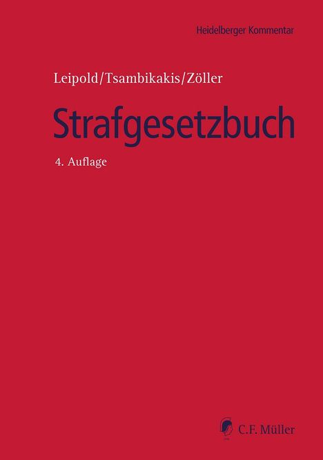 "Heidelberger Kommentar, Leipold/Tsambikakis/Zöller, Strafgesetzbuch, 4. Auflage". Rotes Cover, Logo unten rechts.