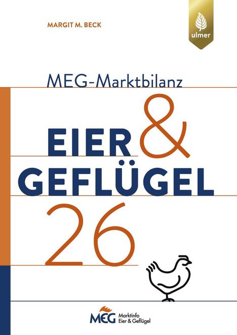 "MARGIT M. BECK, MEG-Marktbilanz, EIER & GEFLÜGEL 26, Logo mit Huhn-Zeichnung am unteren Rand."