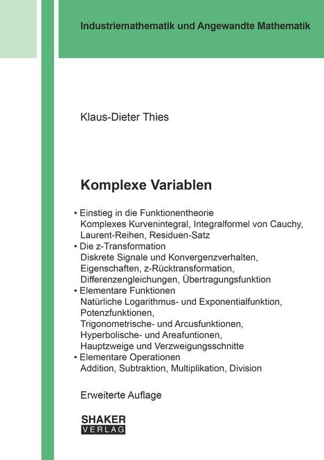 Klaus-Dieter Thies: Komplexe Variablen, Buch