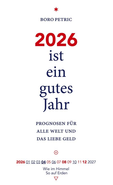 "2026 ist ein gutes Jahr" in roter und blauer Schrift mit Kalender und Motto "Wie im Himmel, so auf Erden".