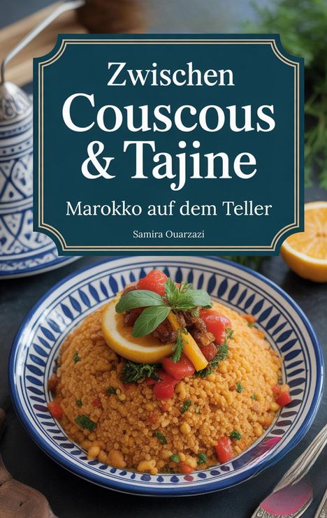 "Zwischen Couscous & Tajine", "Marokko auf dem Teller" von Samira Ouarzazi. Teller mit Couscous, Zitrone und Minze.