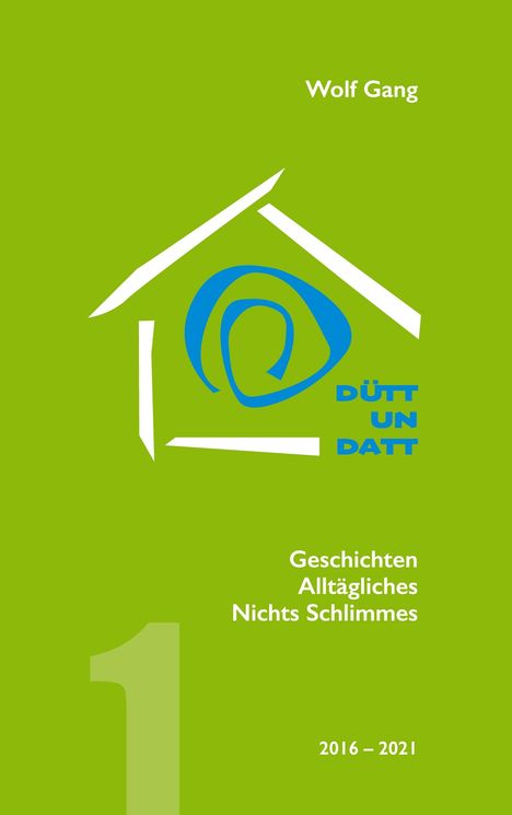 Grüner Hintergrund, Text: "Wolf Gang", "DÜTT UN DATT", "Geschichten", "Alltägliches", "Nichts Schlimmes", Zeitraum "2016–2021".