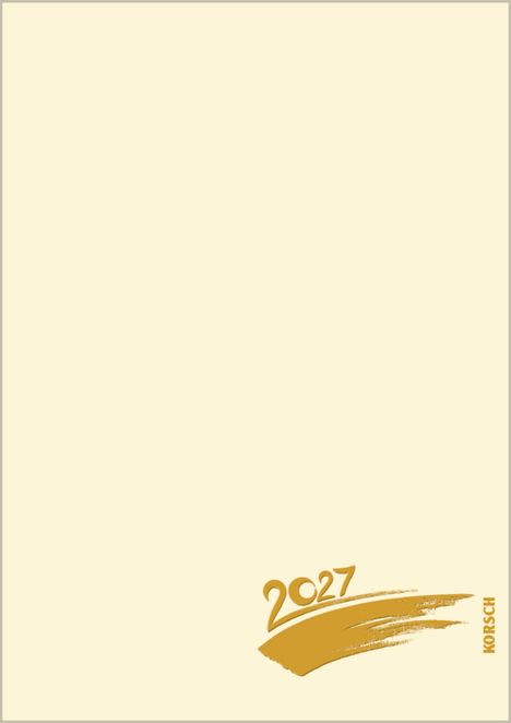 „2027“ in goldener Schrift mit Pinselstrich auf beigem Hintergrund. Rechts der Schriftzug „KORSCH“.