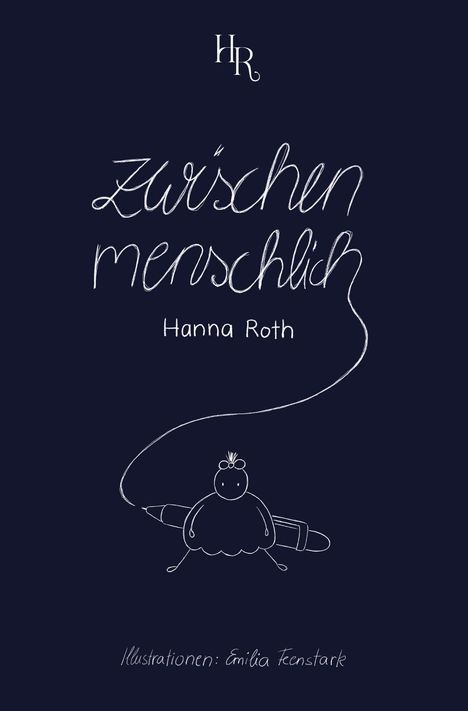 "Zwischenmenschlich" von Hanna Roth. Oben HR-Logo, unten Zeichnung: Figur mit Stift, Illustration von Emilia Feenstark.