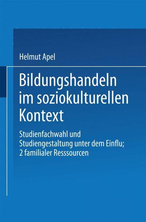 Helmut Apel: Bildungshandeln im soziokulturellen Kontext, Buch