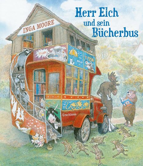 Inga Moore: Herr Elch und sein Bücherbus, Buch