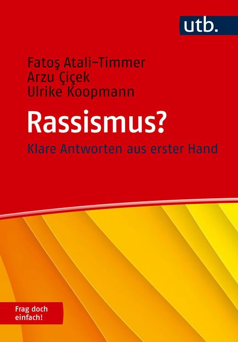 "Rassismus? Klare Antworten aus erster Hand" steht groß auf rotem Hintergrund. Unten gelbe Muster.