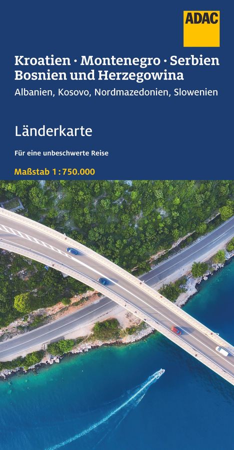 ADAC Länderkarte Kroatien, Montenegro, Serbien, Bosnien u. Herzegowina 1:750.000, Karten