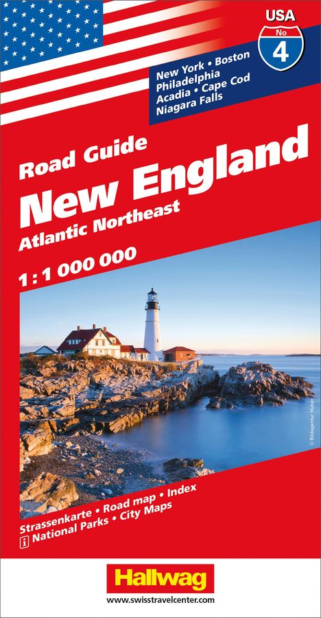 Hallwag USA Road Guide 04 New England 1 : 1.000.000, Karten
