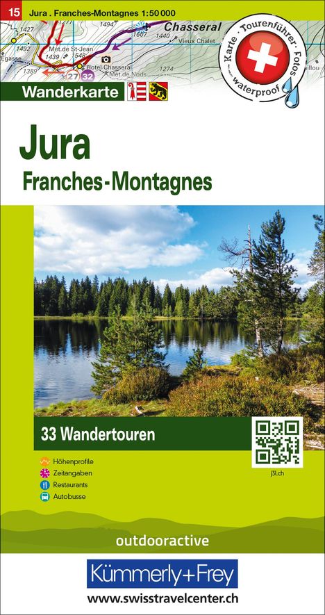 Jura Franches-Montagnes Nr. 15 Touren-Wanderkarte 1:50 000, Karten
